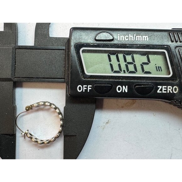 Estate Sterling Silver 925 Hoop Earrings Textured Links Design, 4.1g, Marked - Picture 7 of 8